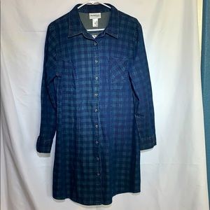 NorthStyle Long-Sleeve Denim Plaid Dress